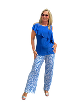 Load image into Gallery viewer, Asymmetrical Ruffle Top Deep Blue
