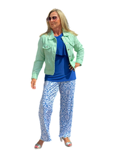 Pull-on Palazzo Pants Blue Ornaments