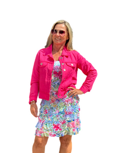 Long-Sleeve Linen Jacket Fuchsia