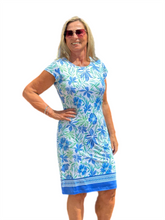 Load image into Gallery viewer, Cap-Sleeve Lined Dress with UPF50+ Cornflower
