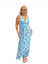 Load image into Gallery viewer, Lined Maxi Strap Dress with Mesh Skirt Cornflower
