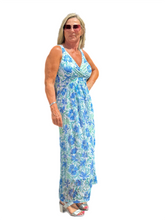 Load image into Gallery viewer, Lined Maxi Strap Dress with Mesh Skirt Cornflower
