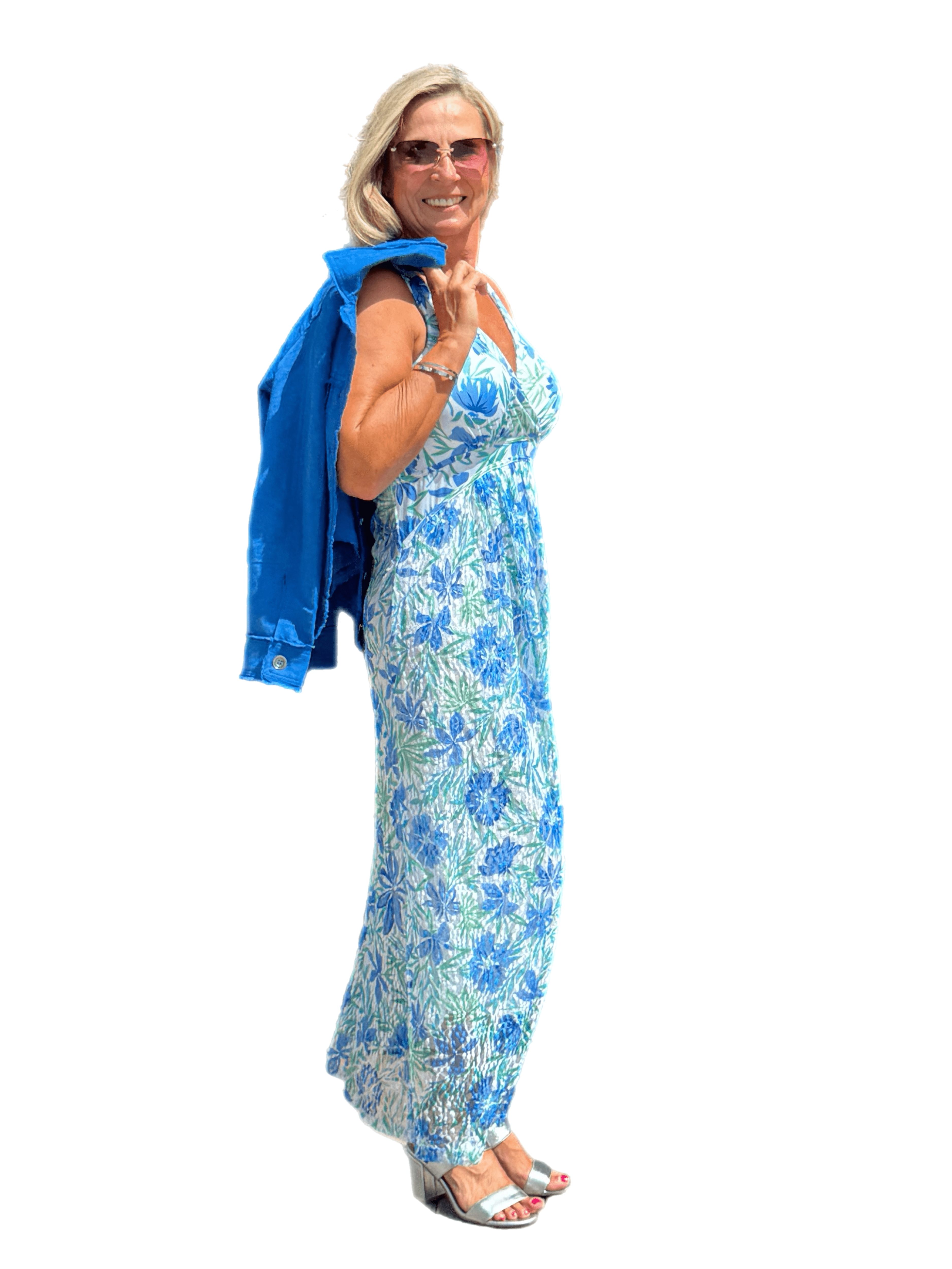 Long-Sleeve Linen Jacket Deep Blue