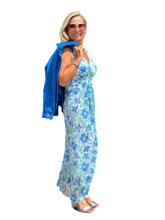 Load image into Gallery viewer, Lined Maxi Strap Dress with Mesh Skirt Cornflower
