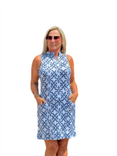 Load image into Gallery viewer, Stand-up Collar Dress with Shorts with UPF50+ White/Navy
