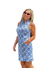 Load image into Gallery viewer, Stand-up Collar Dress with Shorts with UPF50+ White/Navy
