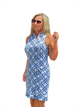 Load image into Gallery viewer, Stand-up Collar Dress with Shorts with UPF50+ White/Navy
