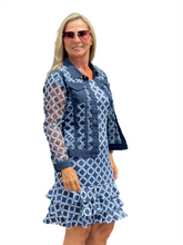 Load image into Gallery viewer, Lined Cap-Sleeve Ruffle Detail Dress with UPF50+ Navy
