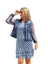 Load image into Gallery viewer, Lined Cap-Sleeve Ruffle Detail Dress with UPF50+ Navy

