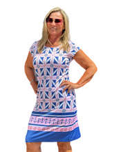 Load image into Gallery viewer, Cap-Sleeve Lined Dress with UPF50+ Nautical
