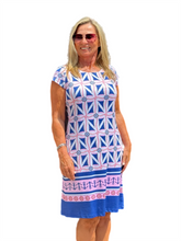 Load image into Gallery viewer, Cap-Sleeve Lined Dress with UPF50+ Nautical
