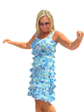 Load image into Gallery viewer, Mesh Ruffle Cha-Cha Dress with UPF50+ Cornflower
