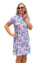Load image into Gallery viewer, Polo-Collar Quarterzip Short-Sleeve Dress Jungle Multi
