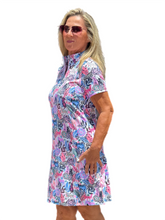 Load image into Gallery viewer, Polo-Collar Quarterzip Short-Sleeve Dress Jungle Multi
