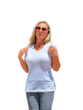 Load image into Gallery viewer, Side Slit V-Neck Tee White
