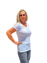 Load image into Gallery viewer, Side Slit V-Neck Tee White
