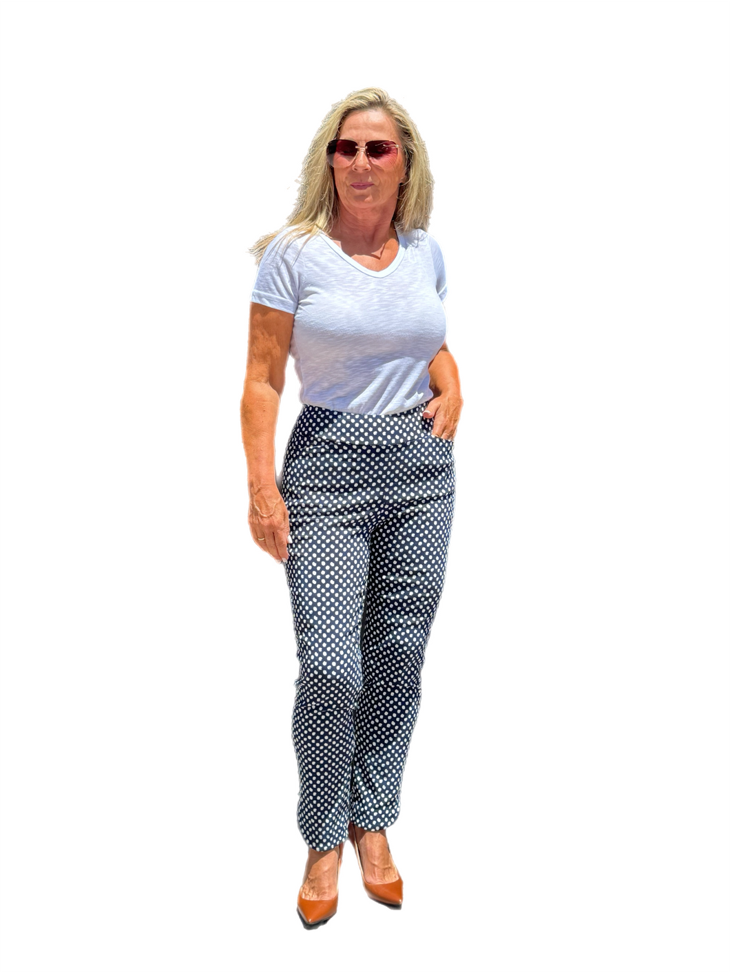 Ankle-length Pull-on Stretch Pants Navy