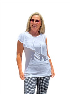 Asymmetrical Ruffle Top White