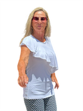 Load image into Gallery viewer, Asymmetrical Ruffle Top White
