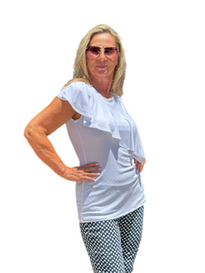 Asymmetrical Ruffle Top White