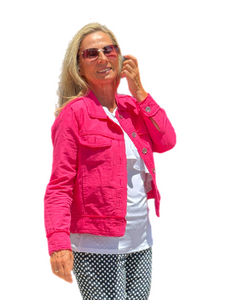 Long-Sleeve Linen Jacket Fuchsia