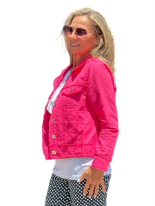 Long-Sleeve Linen Jacket Fuchsia