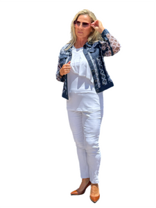 Mesh Button-front Jacket Navy