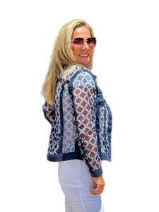 Mesh Button-front Jacket Navy