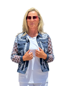 Mesh Button-front Jacket Navy
