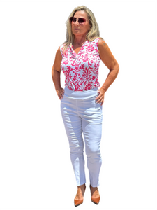 Ankle-length Pull-on Stretch Pants White