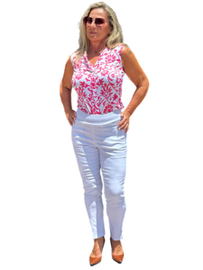 Ankle-length Pull-on Stretch Pants White