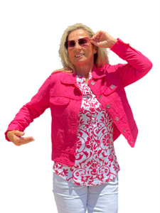 Sleeveless V-Neck Top Pink Ornaments