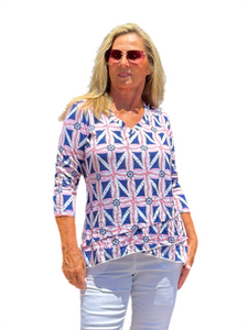 3/4-Sleeve High-Low Tunic Nautical