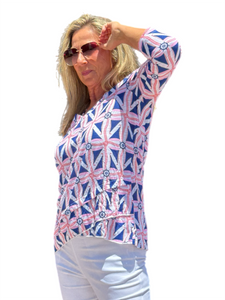 3/4-Sleeve High-Low Tunic Nautical
