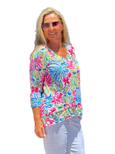 Load image into Gallery viewer, 3/4-Sleeve High-Low Tunic Summer Garden
