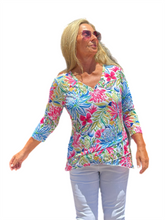 Load image into Gallery viewer, 3/4-Sleeve High-Low Tunic Summer Garden
