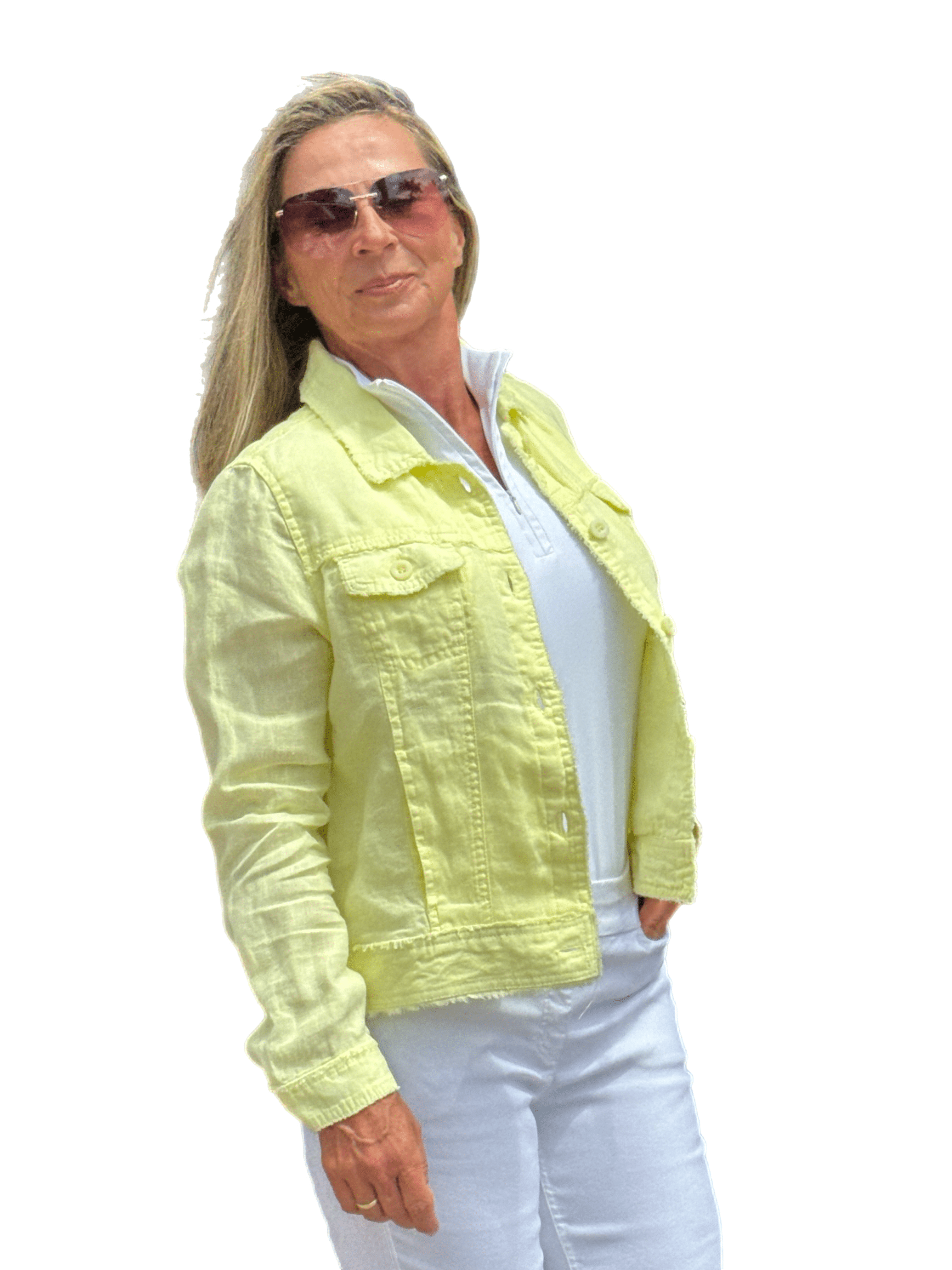 Long-Sleeve Linen Jacket Sunshine