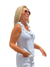 Load image into Gallery viewer, Ruffle-Neck Top with UPF50+ White
