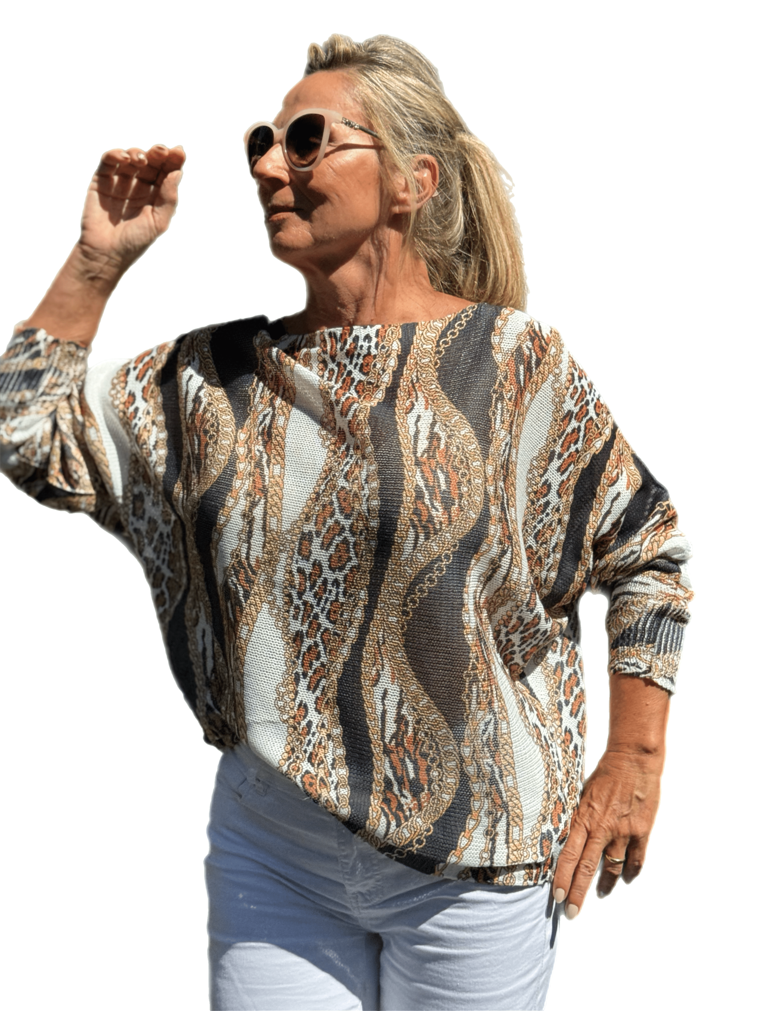 Long Sleeve Knit Sweater Roaring Chains - MADE IN ITALY