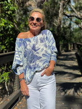 Load image into Gallery viewer, Long Sleeve Knit Sweater Blue Garden - MADE IN ITALY
