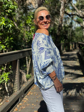 Load image into Gallery viewer, Long Sleeve Knit Sweater Blue Garden - MADE IN ITALY
