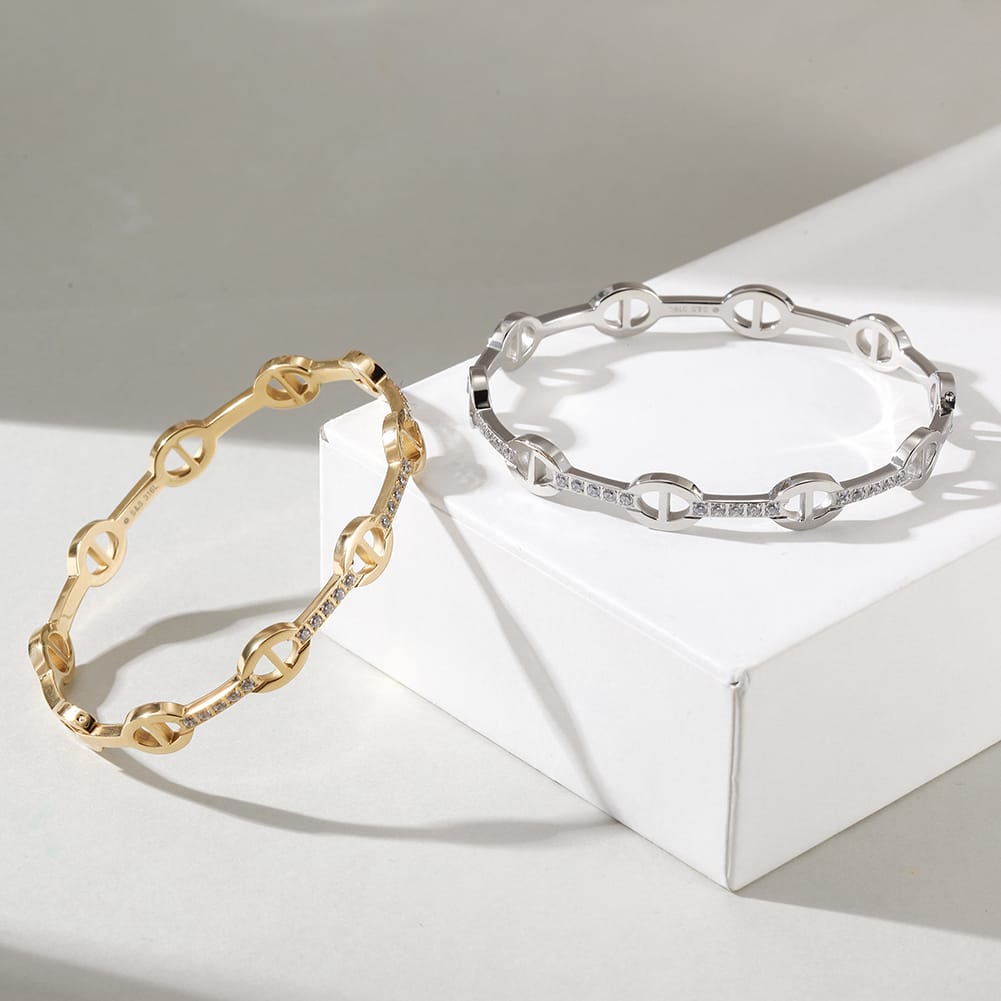 Marine Bangle Yellow Gold Finish - Back of the Bay Boutique