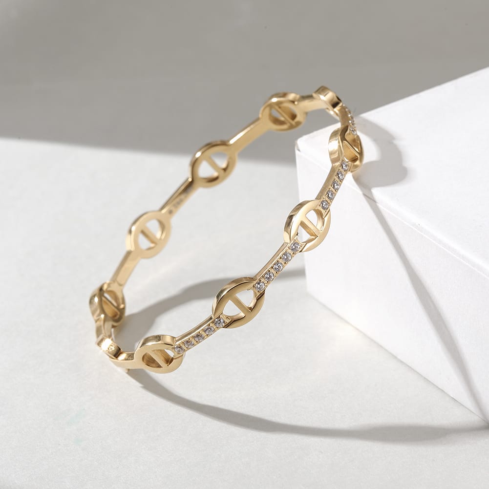 Marine Bangle Yellow Gold Finish