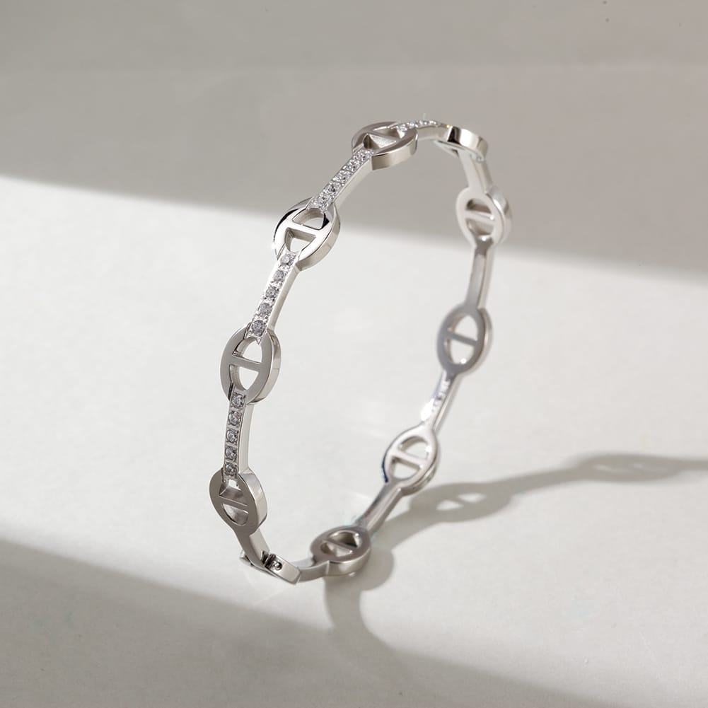 Marine Bangle White Gold Finish - Back of the Bay Boutique