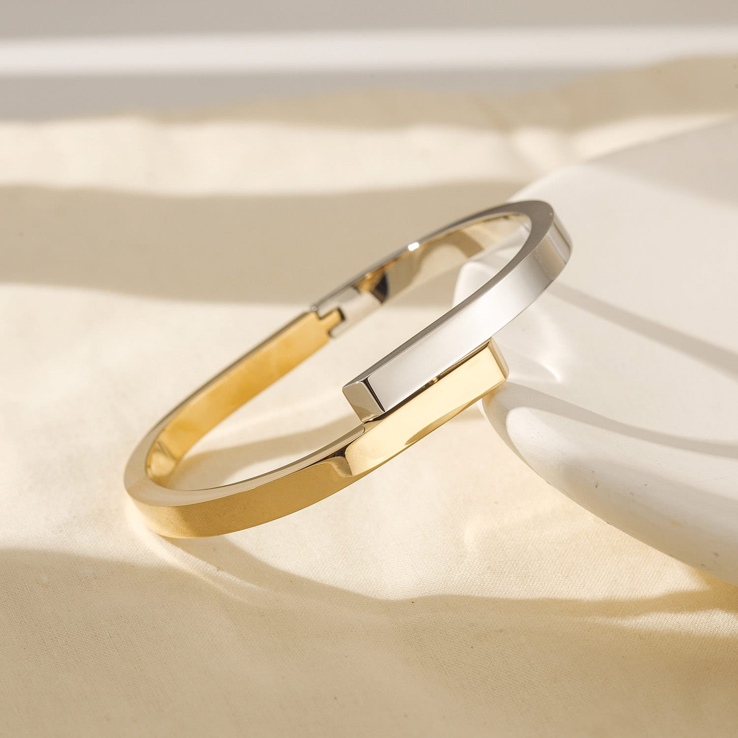 Crossover Bangle Two-Tone Finish - Back of the Bay Boutique