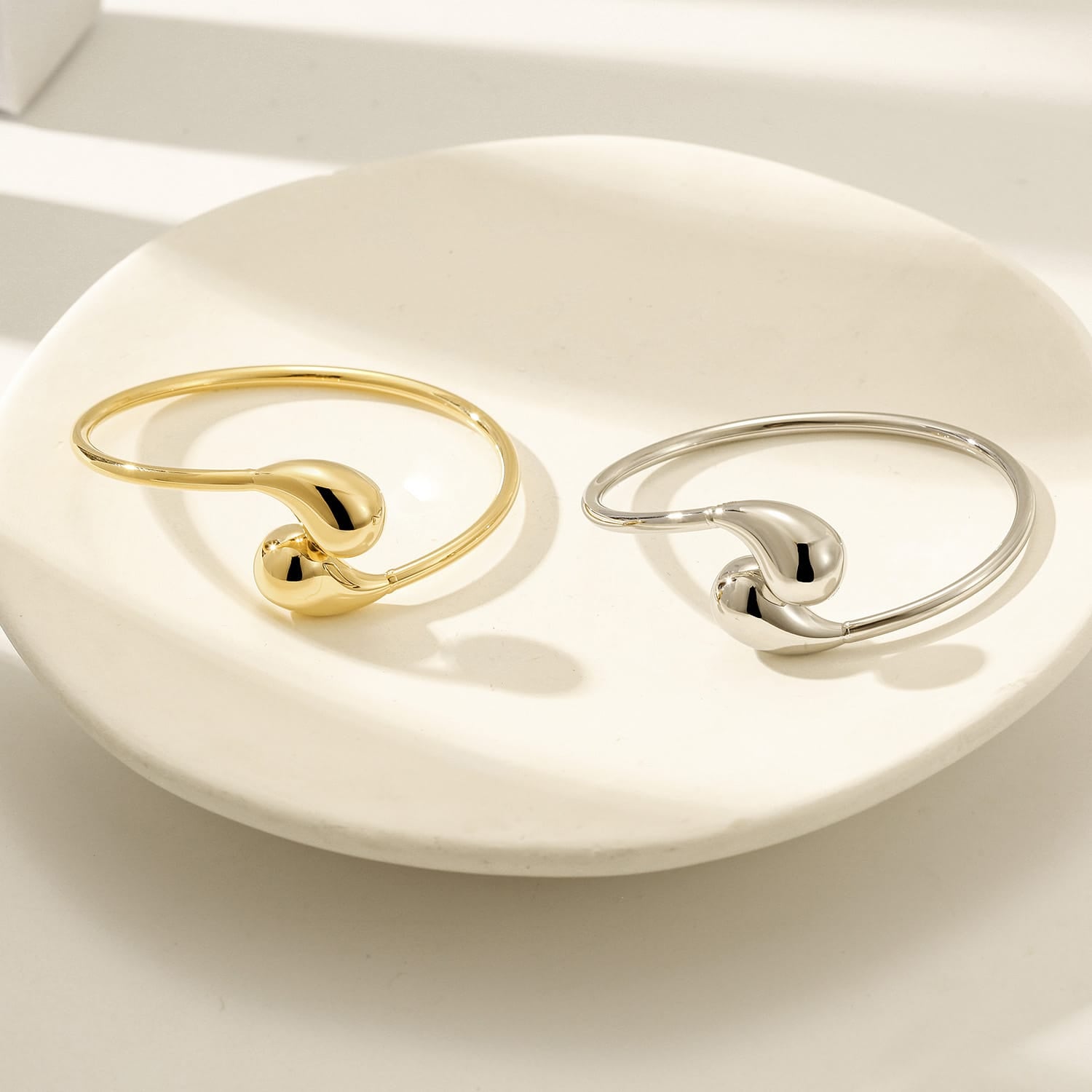 Teardrop Cuff White Gold Finish - Back of the Bay Boutique