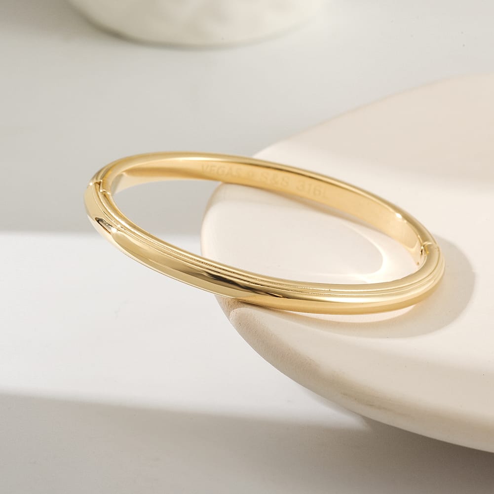 Vegas Bangle Yellow Gold Finish - Back of the Bay Boutique