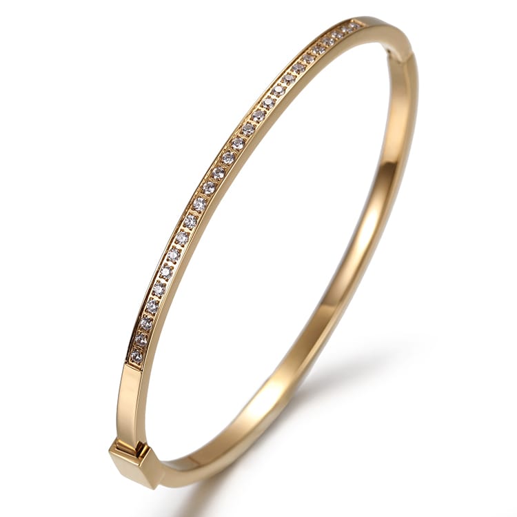 Pave Bangle Yellow Gold Finish - Back of the Bay Boutique