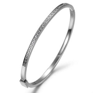 Pave Bangle White Gold Finish