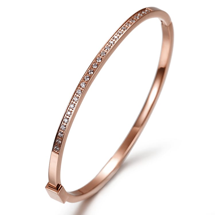 Pave Bangle Rose Gold Finish - Back of the Bay Boutique